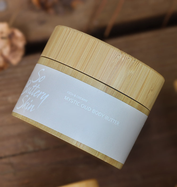 Mystic Oud Body Butter 3.4oz mini, luxe plant-based travel and gift size