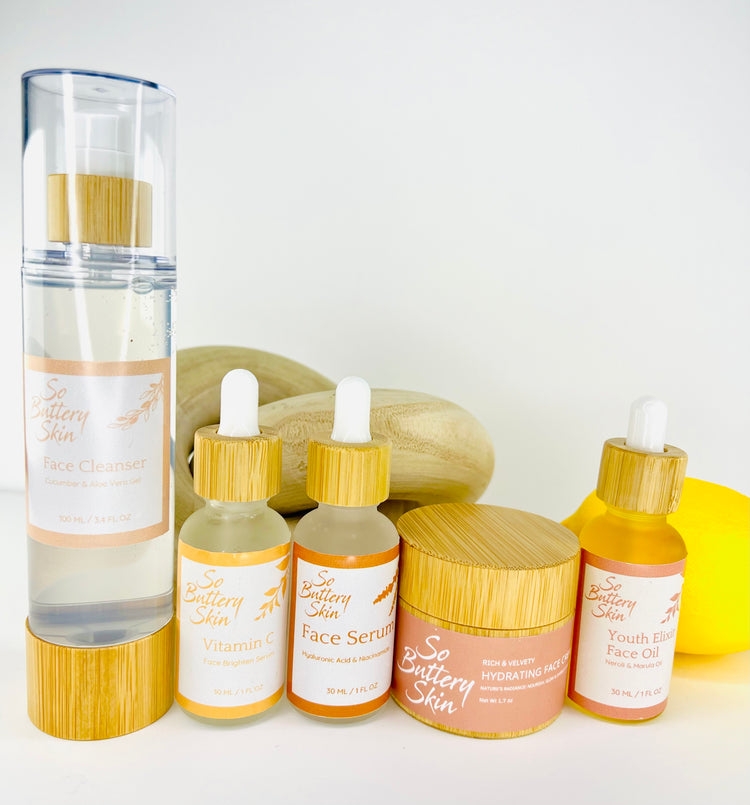 Full face care routine for dry and sensitive skin with natural ingredient