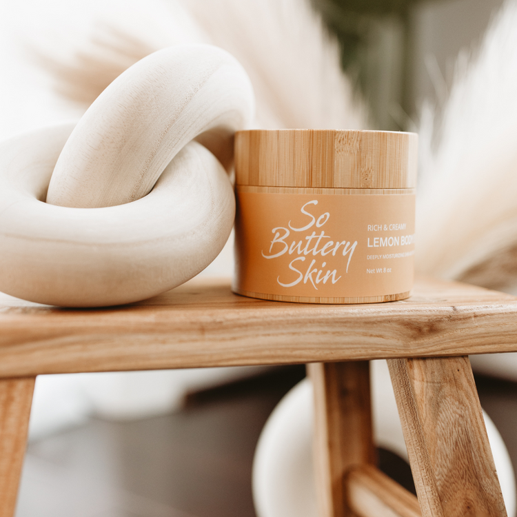 So Buttery Skin Lemon Body Butter with clean, citrus aesthetic
