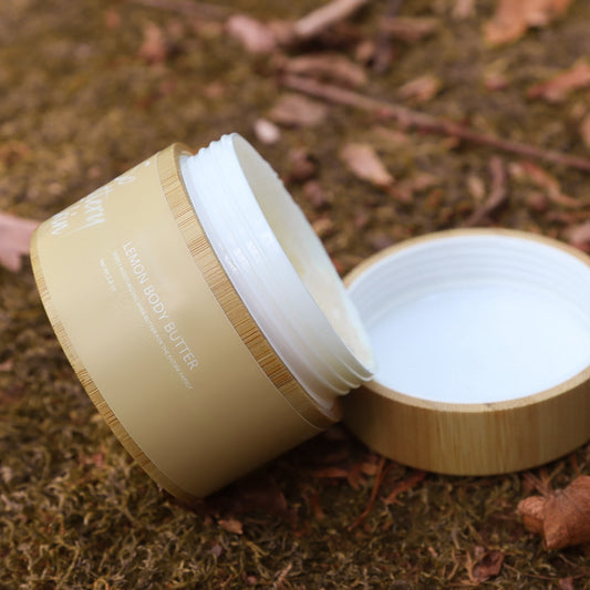 So Buttery Skin Lemon Body Butter 3.4oz travel-size jar, bright citrus scent, plant-based