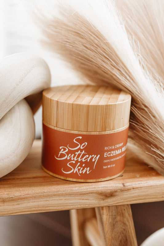 Plant-based eczema body butter in jar – So Buttery Skin